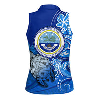 Micronesia Sea Turtle Women Sleeveless Polo Shirt Federated States Of Micronesia Tribal Floral Pattern TS04 - Polynesian Pride