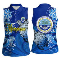 Micronesia Sea Turtle Women Sleeveless Polo Shirt Federated States Of Micronesia Tribal Floral Pattern TS04 - Polynesian Pride
