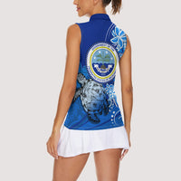 Micronesia Sea Turtle Women Sleeveless Polo Shirt Federated States Of Micronesia Tribal Floral Pattern TS04 - Polynesian Pride