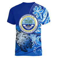 Micronesia Sea Turtle Women V-Neck T-Shirt Federated States Of Micronesia Tribal Floral Pattern TS04 - Polynesian Pride