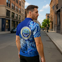 Micronesia Sea Turtle Zipper Polo Shirt Federated States Of Micronesia Tribal Floral Pattern TS04 - Polynesian Pride