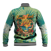 Personalized Polynesia 50th Birthday Baseball Jacket Vintage Hawaiian Floral Ukulele Tropical Sunset Art TS04 - Polynesian Pride