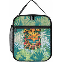 Personalized Polynesia 50th Birthday Lunch Bag Vintage Hawaiian Floral Ukulele Tropical Sunset Art TS04 10.2 × 8.3 × 4.3 inch Green - Polynesian Pride