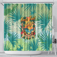 Personalized Polynesia 50th Birthday Shower Curtain Vintage Hawaiian Floral Ukulele Tropical Sunset Art TS04 - Polynesian Pride
