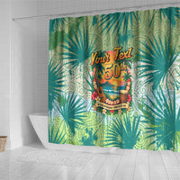Personalized Polynesia 50th Birthday Shower Curtain Vintage Hawaiian Floral Ukulele Tropical Sunset Art TS04 - Polynesian Pride