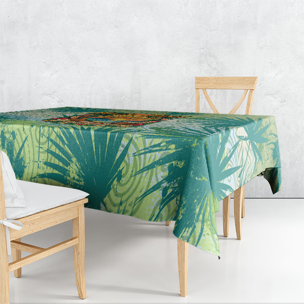 Personalized Polynesia 50th Birthday Tablecloth Vintage Hawaiian Floral Ukulele Tropical Sunset Art TS04 - Polynesian Pride