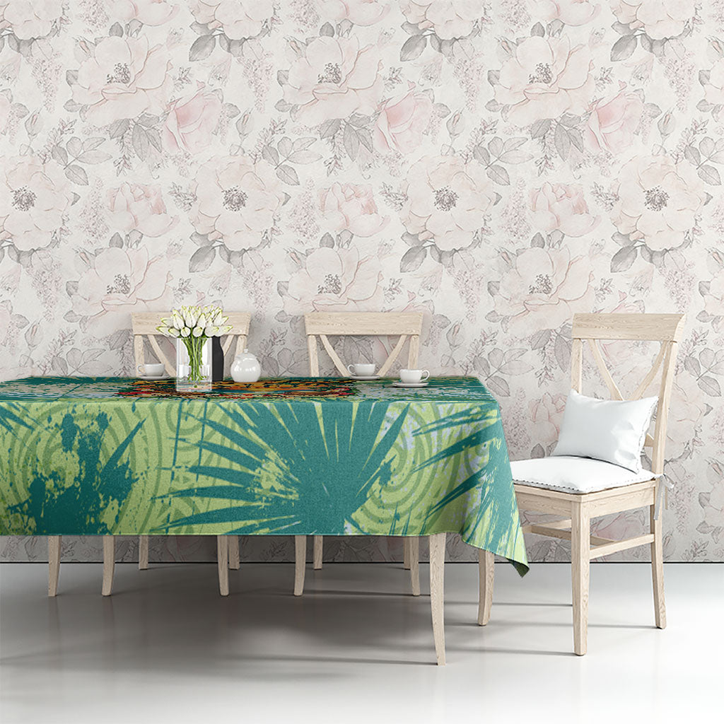 Personalized Polynesia 50th Birthday Tablecloth Vintage Hawaiian Floral Ukulele Tropical Sunset Art TS04 - Polynesian Pride