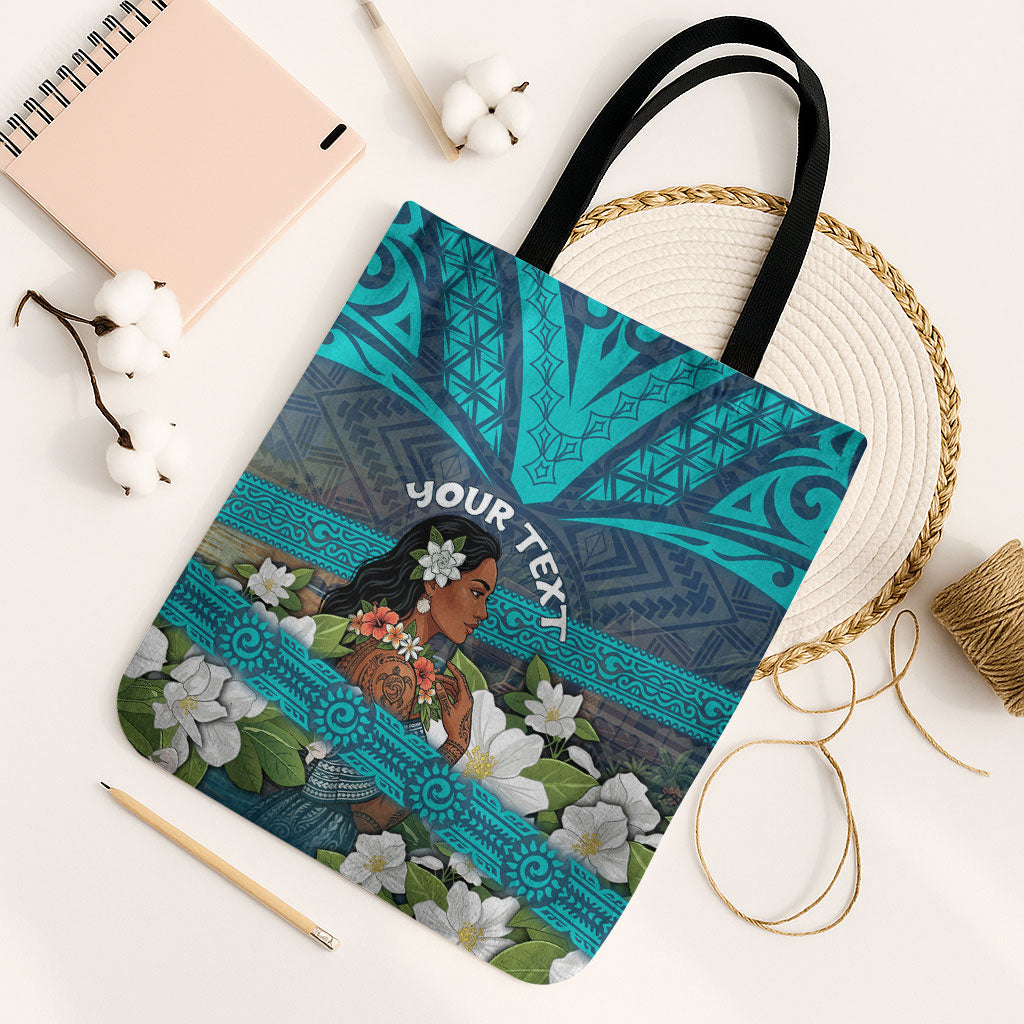 Personalized Polynesian Woman 50th Birthday Tote Bag Traditional Pacific Tribal Tattoo Floral Art TS04 Black Strap One Size Blue - Polynesian Pride