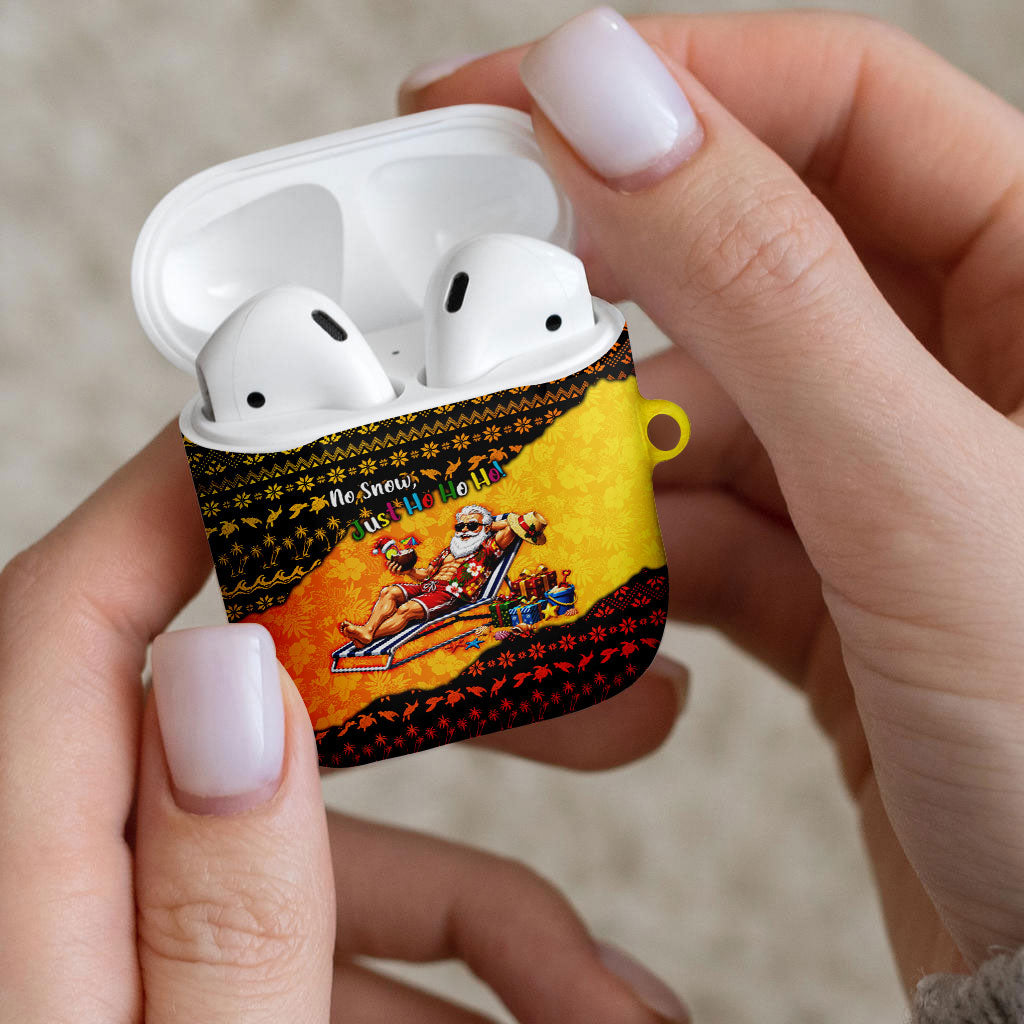 Tropical Christmas In July Santa Claus AirPods Case Festive Hawaiian With Beach Reindeer Sleigh TS04 - Polynesian Pride