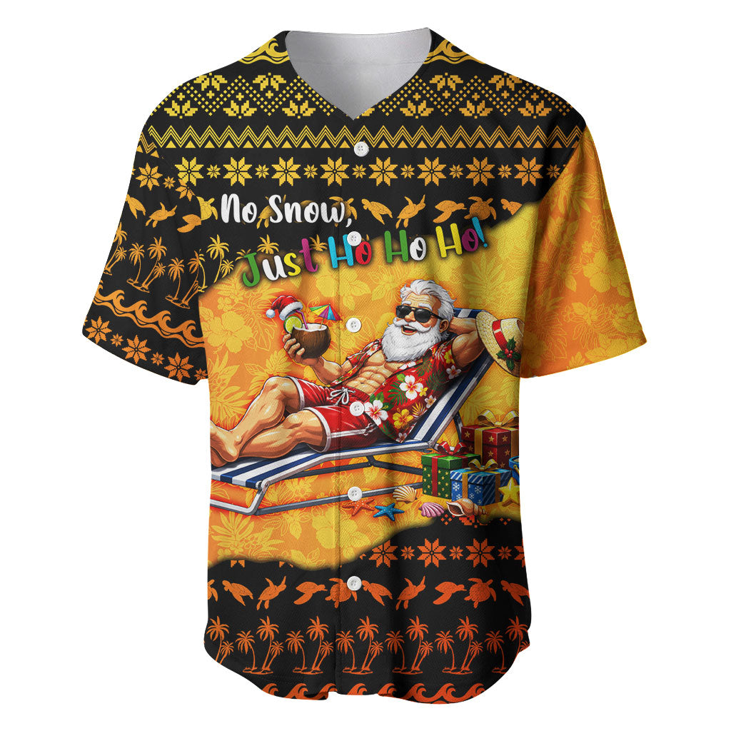 Tropical Christmas In July Santa Claus Baseball Jersey Festive Hawaiian With Beach Reindeer Sleigh