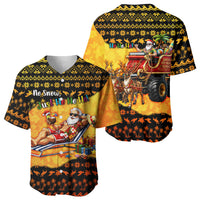 Tropical Christmas In July Santa Claus Baseball Jersey Festive Hawaiian With Beach Reindeer Sleigh