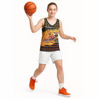 Tropical Christmas In July Santa Claus Basketball Jersey Festive Hawaiian With Beach Reindeer Sleigh TS04 - Polynesian Pride
