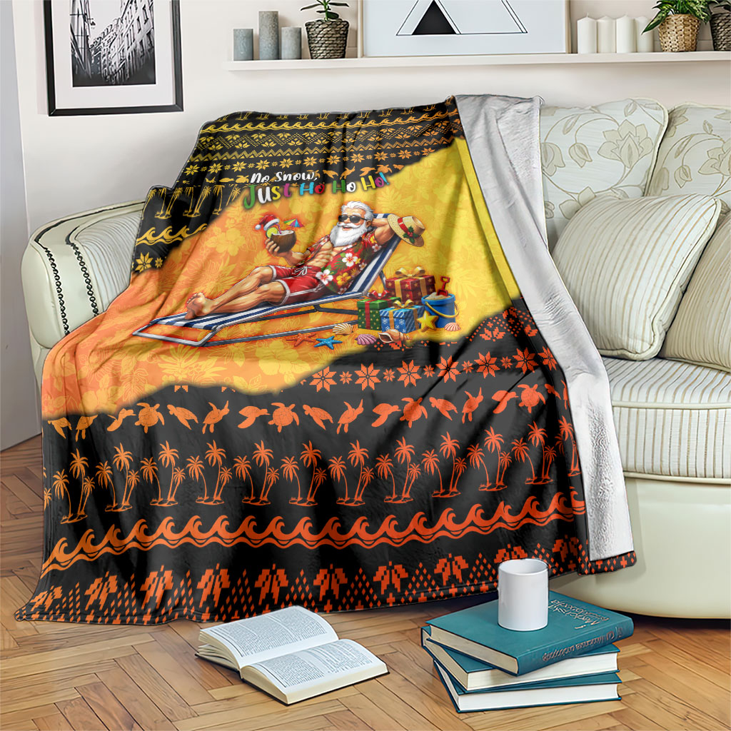 Tropical Christmas In July Santa Claus Blanket Festive Hawaiian With Beach Reindeer Sleigh