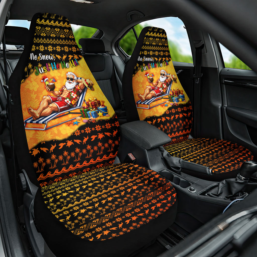 Tropical Christmas In July Santa Claus Car Seat Cover Festive Hawaiian With Beach Reindeer Sleigh TS04 One Size Orange Black - Polynesian Pride