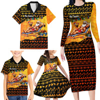 Tropical Christmas In July Santa Claus Family Matching Long Sleeve Bodycon Dress and Hawaiian Shirt Festive Hawaiian With Beach Reindeer Sleigh TS04 - Polynesian Pride