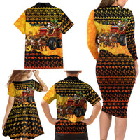 Tropical Christmas In July Santa Claus Family Matching Long Sleeve Bodycon Dress and Hawaiian Shirt Festive Hawaiian With Beach Reindeer Sleigh TS04 - Polynesian Pride
