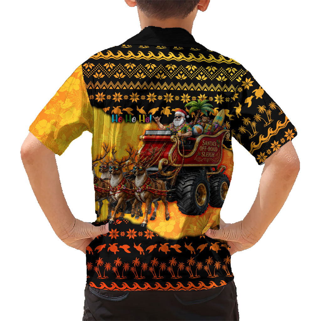 Tropical Christmas In July Santa Claus Family Matching Puletasi and Hawaiian Shirt Festive Hawaiian With Beach Reindeer Sleigh TS04 - Polynesian Pride