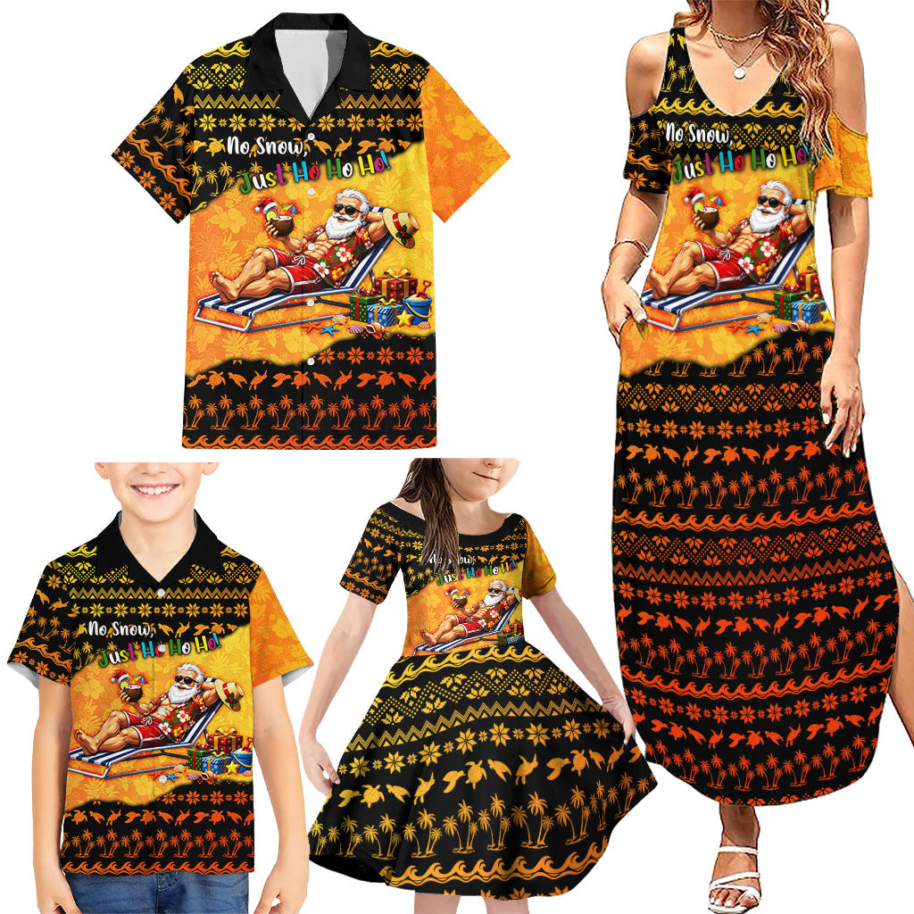 Tropical Christmas In July Santa Claus Family Matching Summer Maxi Dress and Hawaiian Shirt Festive Hawaiian With Beach Reindeer Sleigh TS04 - Polynesian Pride