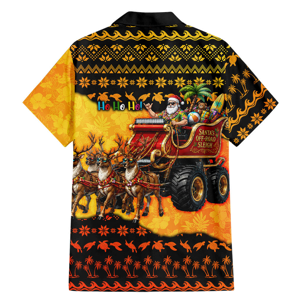 Tropical Christmas In July Santa Claus Family Matching Summer Maxi Dress and Hawaiian Shirt Festive Hawaiian With Beach Reindeer Sleigh TS04 - Polynesian Pride