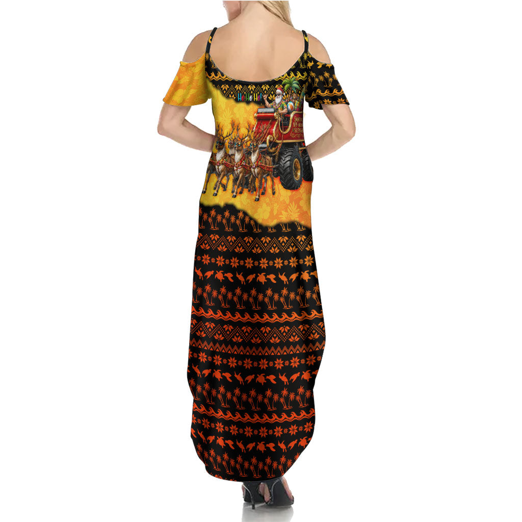 Tropical Christmas In July Santa Claus Family Matching Summer Maxi Dress and Hawaiian Shirt Festive Hawaiian With Beach Reindeer Sleigh TS04 - Polynesian Pride