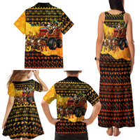 Tropical Christmas In July Santa Claus Family Matching Tank Maxi Dress and Hawaiian Shirt Festive Hawaiian With Beach Reindeer Sleigh TS04 - Polynesian Pride