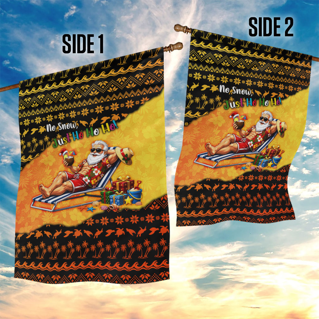 Tropical Christmas In July Santa Claus Garden Flag Festive Hawaiian With Beach Reindeer Sleigh TS04 - Polynesian Pride