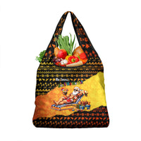 Tropical Christmas In July Santa Claus Grocery Bag Festive Hawaiian With Beach Reindeer Sleigh TS04 1-pack One Size Orange Black - Polynesian Pride