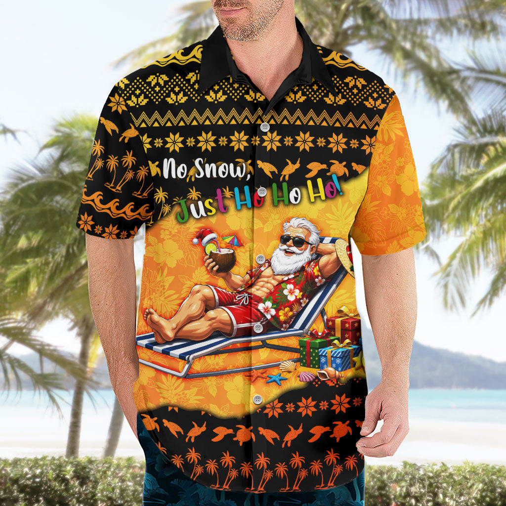 Tropical Christmas In July Santa Claus Hawaiian Shirt Festive Hawaiian With Beach Reindeer Sleigh TS04 - Polynesian Pride