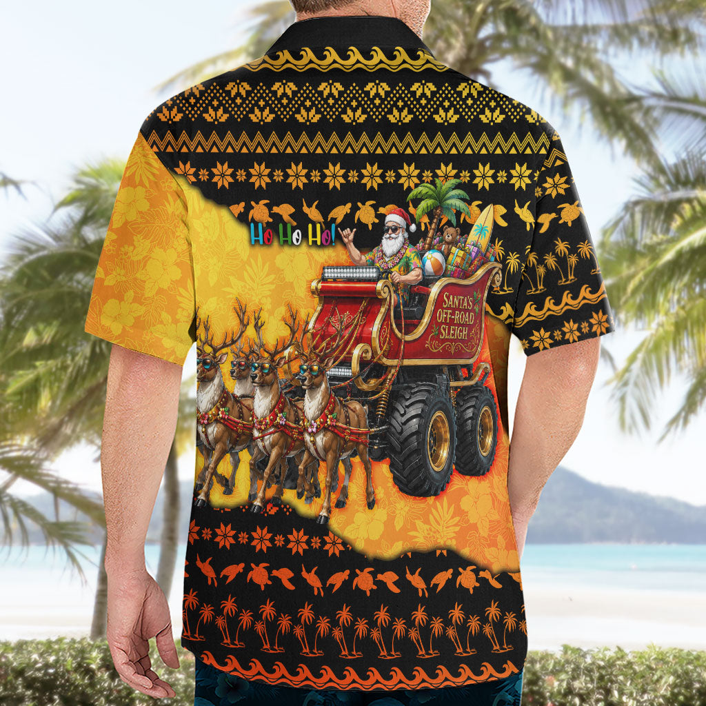 Tropical Christmas In July Santa Claus Hawaiian Shirt Festive Hawaiian With Beach Reindeer Sleigh TS04 - Polynesian Pride