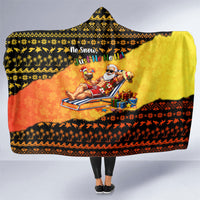 Tropical Christmas In July Santa Claus Hooded Blanket Festive Hawaiian With Beach Reindeer Sleigh TS04 One Size Orange Black - Polynesian Pride