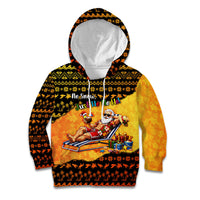 Tropical Christmas In July Santa Claus Kid Hoodie Festive Hawaiian With Beach Reindeer Sleigh TS04 Hoodie Orange Black - Polynesian Pride