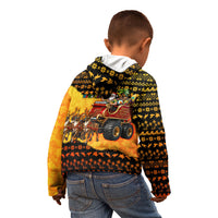 Tropical Christmas In July Santa Claus Kid Hoodie Festive Hawaiian With Beach Reindeer Sleigh TS04 - Polynesian Pride