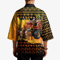Tropical Christmas In July Santa Claus Kimono Festive Hawaiian With Beach Reindeer Sleigh