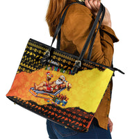 Tropical Christmas In July Santa Claus Leather Tote Bag Festive Hawaiian With Beach Reindeer Sleigh TS04 - Polynesian Pride