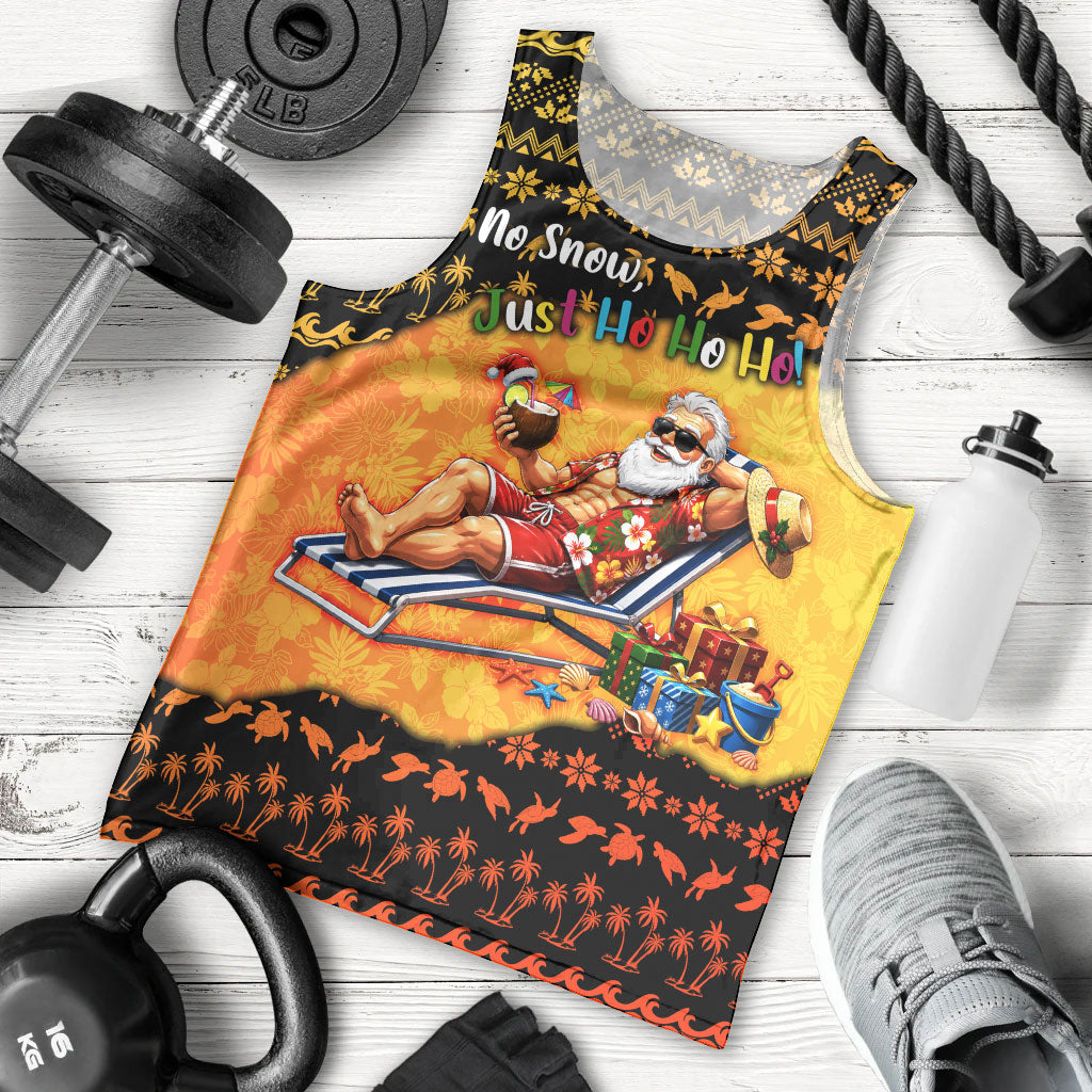 Tropical Christmas In July Santa Claus Men Tank Top Festive Hawaiian With Beach Reindeer Sleigh TS04 - Polynesian Pride