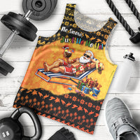 Tropical Christmas In July Santa Claus Men Tank Top Festive Hawaiian With Beach Reindeer Sleigh TS04 - Polynesian Pride