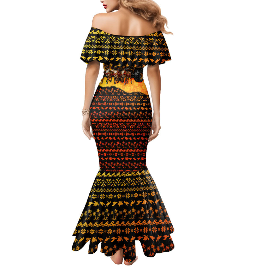 Tropical Christmas In July Santa Claus Mermaid Dress Festive Hawaiian With Beach Reindeer Sleigh TS04 - Polynesian Pride