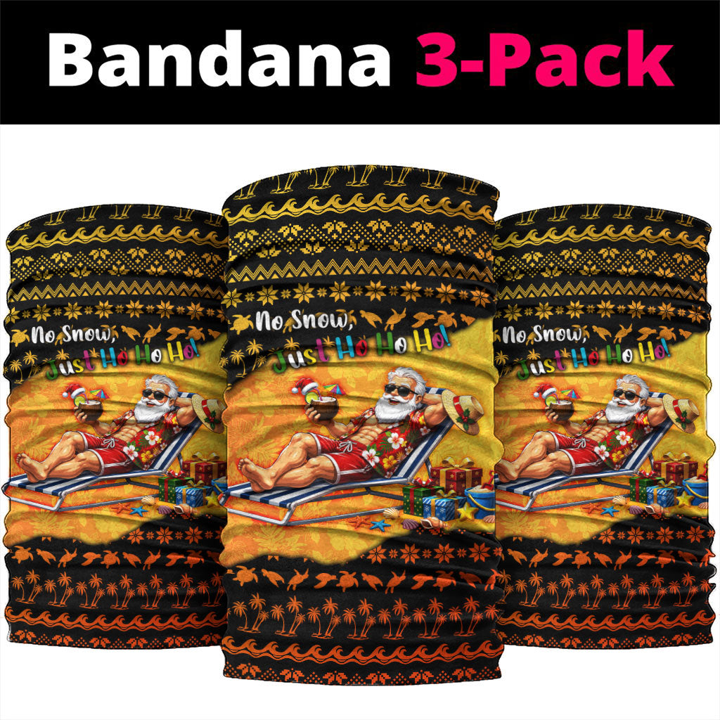 Tropical Christmas In July Santa Claus Neck Gaiter Festive Hawaiian With Beach Reindeer Sleigh