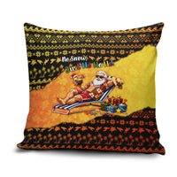 Tropical Christmas In July Santa Claus Pillow Cover Festive Hawaiian With Beach Reindeer Sleigh TS04 Orange Black - Polynesian Pride