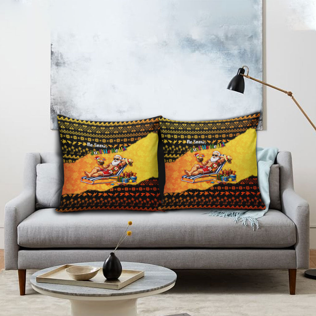 Tropical Christmas In July Santa Claus Pillow Cover Festive Hawaiian With Beach Reindeer Sleigh TS04 - Polynesian Pride