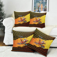 Tropical Christmas In July Santa Claus Pillow Cover Festive Hawaiian With Beach Reindeer Sleigh TS04 - Polynesian Pride