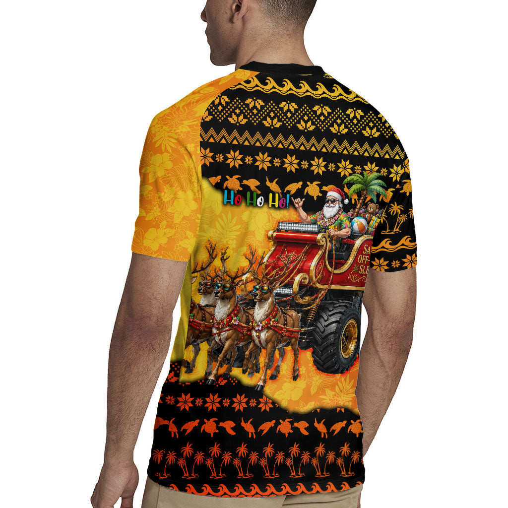 Tropical Christmas In July Santa Claus Rugby Jersey Festive Hawaiian With Beach Reindeer Sleigh TS04 - Polynesian Pride