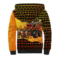 Tropical Christmas In July Santa Claus Sherpa Hoodie Festive Hawaiian With Beach Reindeer Sleigh TS04 - Polynesian Pride