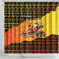 Tropical Christmas In July Santa Claus Shower Curtain Festive Hawaiian With Beach Reindeer Sleigh TS04 - Polynesian Pride