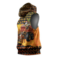 Tropical Christmas In July Santa Claus Sleeveless Hoodie Festive Hawaiian With Beach Reindeer Sleigh TS04 - Polynesian Pride