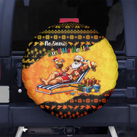 Tropical Christmas In July Santa Claus Spare Tire Cover Festive Hawaiian With Beach Reindeer Sleigh TS04 No hole Orange Black - Polynesian Pride