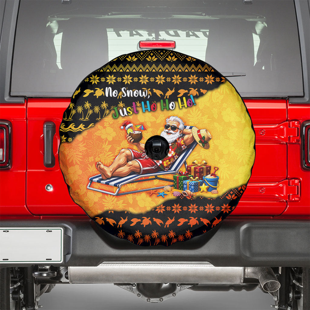 Tropical Christmas In July Santa Claus Spare Tire Cover Festive Hawaiian With Beach Reindeer Sleigh TS04 - Polynesian Pride