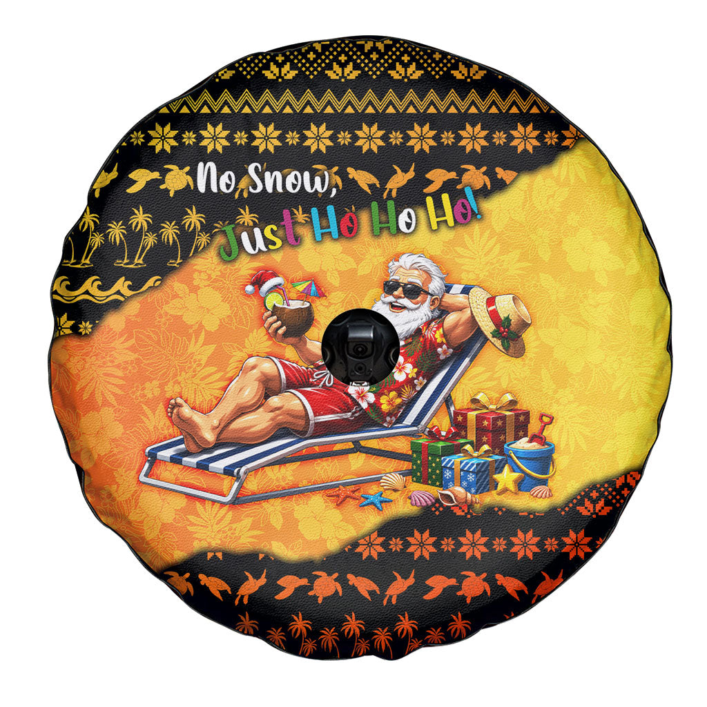 Tropical Christmas In July Santa Claus Spare Tire Cover Festive Hawaiian With Beach Reindeer Sleigh TS04 - Polynesian Pride