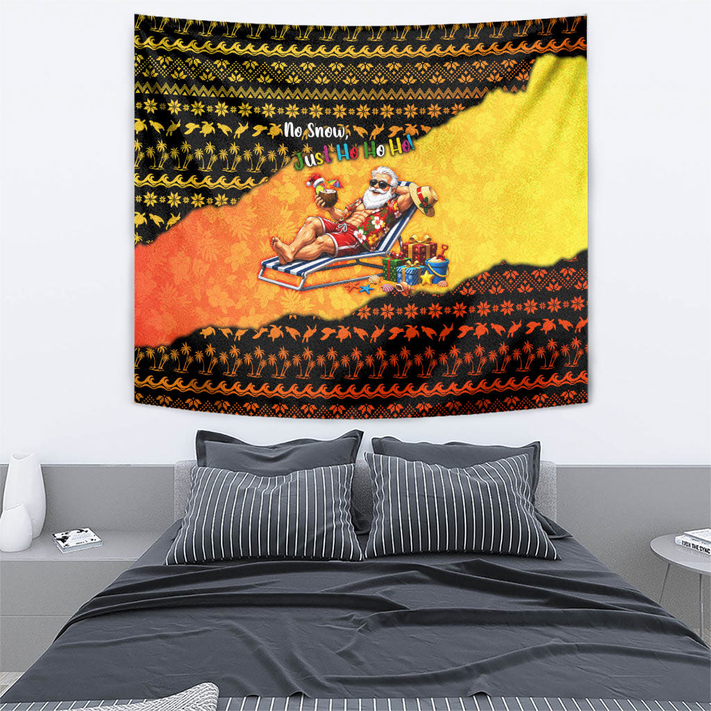 Tropical Christmas In July Santa Claus Tapestry Festive Hawaiian With Beach Reindeer Sleigh