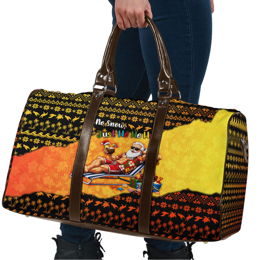 Tropical Christmas In July Santa Claus Travel Bag Festive Hawaiian With Beach Reindeer Sleigh TS04 - Polynesian Pride